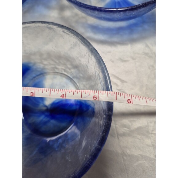 Bormioli Rocco Murano Cobalt Blue Swirl 5.5" Fruit Dessert Bowls Italy Set/6 - Picture 6 of 6